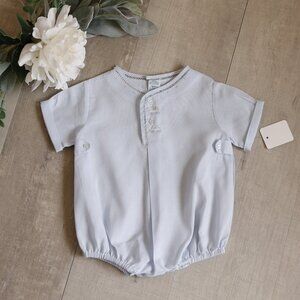 Preemie Blue Heirloom Romper Creeper Feltman Brothers Button Tabs NEW RARE